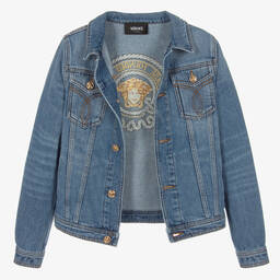 Versace-Teen Boys Blue Medusa Denim Jacket | Childrensalon Outlet