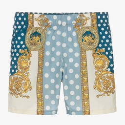 Versace-Teen Boys Blue Seashell Baroque Swim Shorts | Childrensalon Outlet