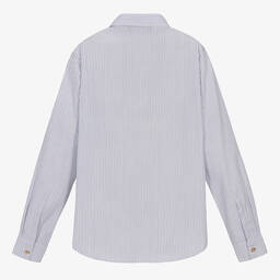 Versace-قميص قطن بوبلين مقلم لون أزرق للمراهقين | Childrensalon Outlet