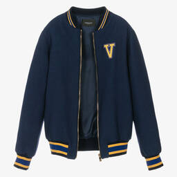 Versace-Teen Boys Blue Wool Medusa Jacket | Childrensalon Outlet