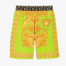 Versace-Зеленые шорты с принтом Barocco для подростков | Childrensalon Outlet
