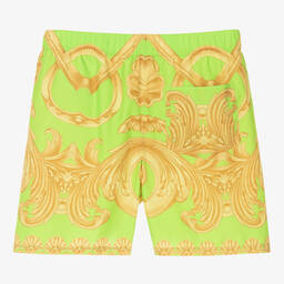 Versace-Teen Boys Green & Gold Barocco Swim Shorts | Childrensalon Outlet