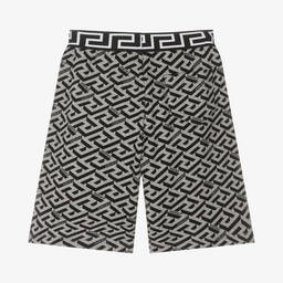 Versace-Teen Boys Grey & Black Logo Shorts | Childrensalon Outlet