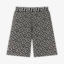 Versace-Teen Boys Grey & Black Logo Shorts | Childrensalon Outlet