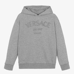 Versace-Teen Boys Grey Cotton Hoodie | Childrensalon Outlet