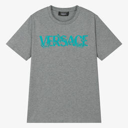 Versace-Серая футболка из меланжевой ткани | Childrensalon Outlet