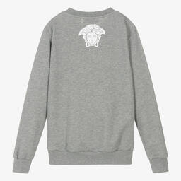 Versace-Серый свитшот из меланжевого хлопка для мальчиков-подростков | Childrensalon Outlet