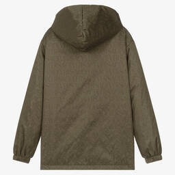 Versace-جاكيت تينز ولادي مبطن لون أخضر كاكي | Childrensalon Outlet