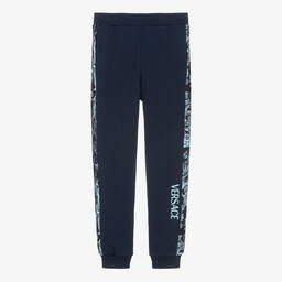 Versace-Teen Boys Navy Blue Barocco Stencil Joggers | Childrensalon Outlet