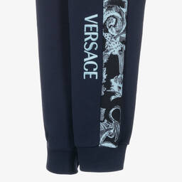 Versace-Teen Boys Navy Blue Barocco Stencil Joggers | Childrensalon Outlet