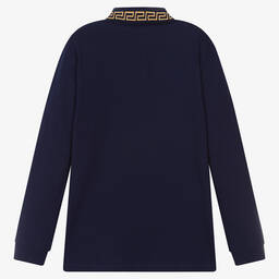 Versace-Teen Boys Navy Blue Cotton Polo Shirt | Childrensalon Outlet