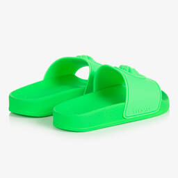 Versace-Teen Boys Neon Green Medusa Logo Sliders | Childrensalon Outlet