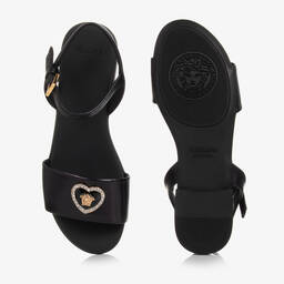 Versace-Teen Girls Black leather Medusa Sandals | Childrensalon Outlet