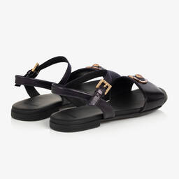 Versace-Teen Girls Black leather Medusa Sandals | Childrensalon Outlet
