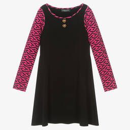 Versace-Teen Girls Black & Pink Greca Dress | Childrensalon Outlet