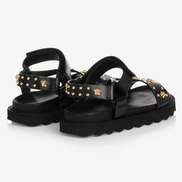 Versace-Teen Girls Black Studded Leather Sandals | Childrensalon Outlet