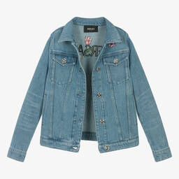 Versace-Teen Girls Blue Blossom Denim Jacket | Childrensalon Outlet
