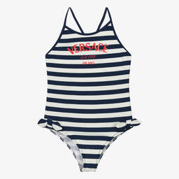 Versace-Teen Girls Blue Nautical Stripe Swimsuit | Childrensalon Outlet