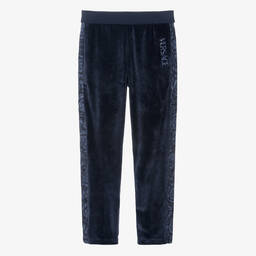 Versace-جوغرز بطبعة باروك قطيفة لون كحلي للمراهقات | Childrensalon Outlet