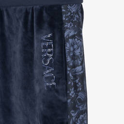 Versace-جوغرز بطبعة باروك قطيفة لون كحلي للمراهقات | Childrensalon Outlet