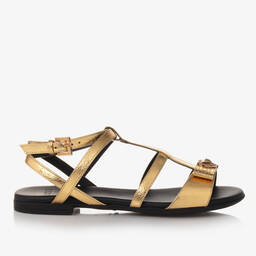 Versace-Teen Girls Gold Medusa Leather Sandals | Childrensalon Outlet