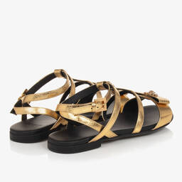 Versace-Teen Girls Gold Medusa Leather Sandals | Childrensalon Outlet