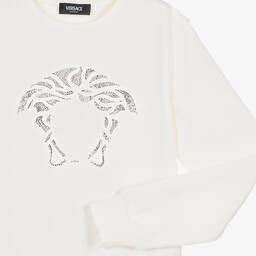 Versace-سويتشيرت قطن لون عاجي للمراهقات | Childrensalon Outlet