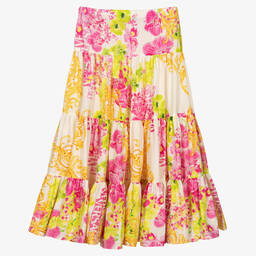 Versace-Кремовая юбка с орхидеями | Childrensalon Outlet