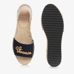 Versace-Teen Girls Navy Blue Espadrille Sandals | Childrensalon Outlet