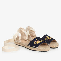 Versace-Teen Girls Navy Blue Espadrille Sandals | Childrensalon Outlet