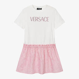 Versace-Teen Girls Pink Cotton Barocco Dress | Childrensalon Outlet
