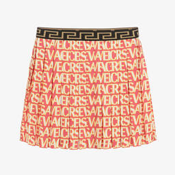 Versace-تنورة تينز بناتي تويل لون زهري وذهبي | Childrensalon Outlet