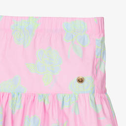 Versace-Teen Girls Pink Rose Tiered Maxi Skirt | Childrensalon Outlet