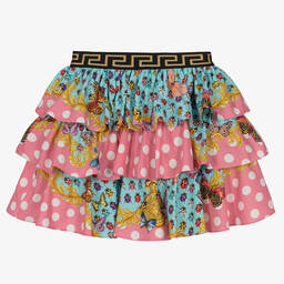 Versace-Розовая юбка в горошек с оборками | Childrensalon Outlet