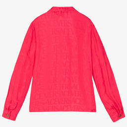 Versace-Teen Girls Pink Satin Jacquard Shirt | Childrensalon Outlet