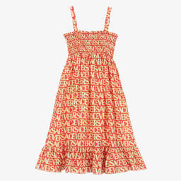 Versace-Розовое присборенное платье из поплина | Childrensalon Outlet