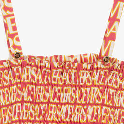 Versace-Розовое присборенное платье из поплина | Childrensalon Outlet