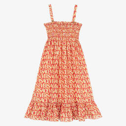 Versace-Розовое присборенное платье из поплина | Childrensalon Outlet