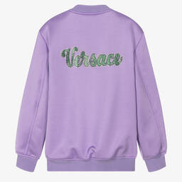 Versace-Teen Girls Purple Crystal Bomber Jacket | Childrensalon Outlet