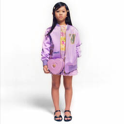 Versace-Teen Girls Purple Crystal Bomber Jacket | Childrensalon Outlet