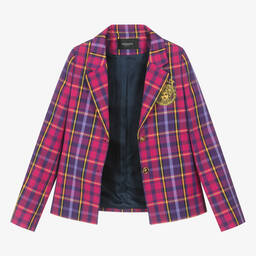 Versace-Teen Girls Purple & Pink Tartan Blazer | Childrensalon Outlet