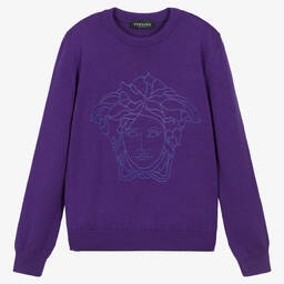 Versace-Teen Girls Purple Wool Medusa Sweater | Childrensalon Outlet