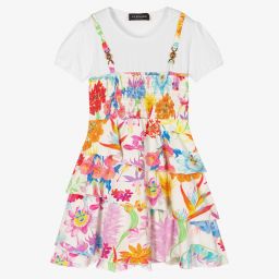 Versace-Белое платье с цветами для подростков | Childrensalon Outlet