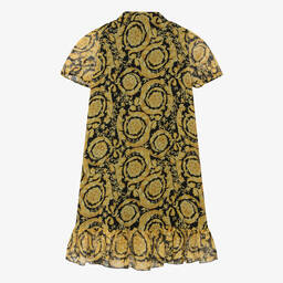 Versace-Teen Gold Barocco Print Silk Chiffon Shirt Dress | Childrensalon Outlet