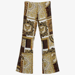 Versace-بنطلون فيسكوز لون ذهبي وبنّي | Childrensalon Outlet