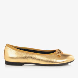 Versace-بمب باليرينا جلد لون ذهبي للمراهقات | Childrensalon Outlet