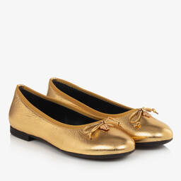 Versace-بمب باليرينا جلد لون ذهبي للمراهقات | Childrensalon Outlet