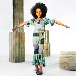 Versace-Teen Green Logo Blouse  | Childrensalon Outlet