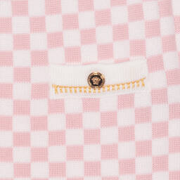 Versace-تنورة تينز بناتي صوف محبوك لون زهري وعاجي | Childrensalon Outlet