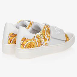 Versace-ترينرز باروك تينز جلد لون أبيض وذهبي | Childrensalon Outlet